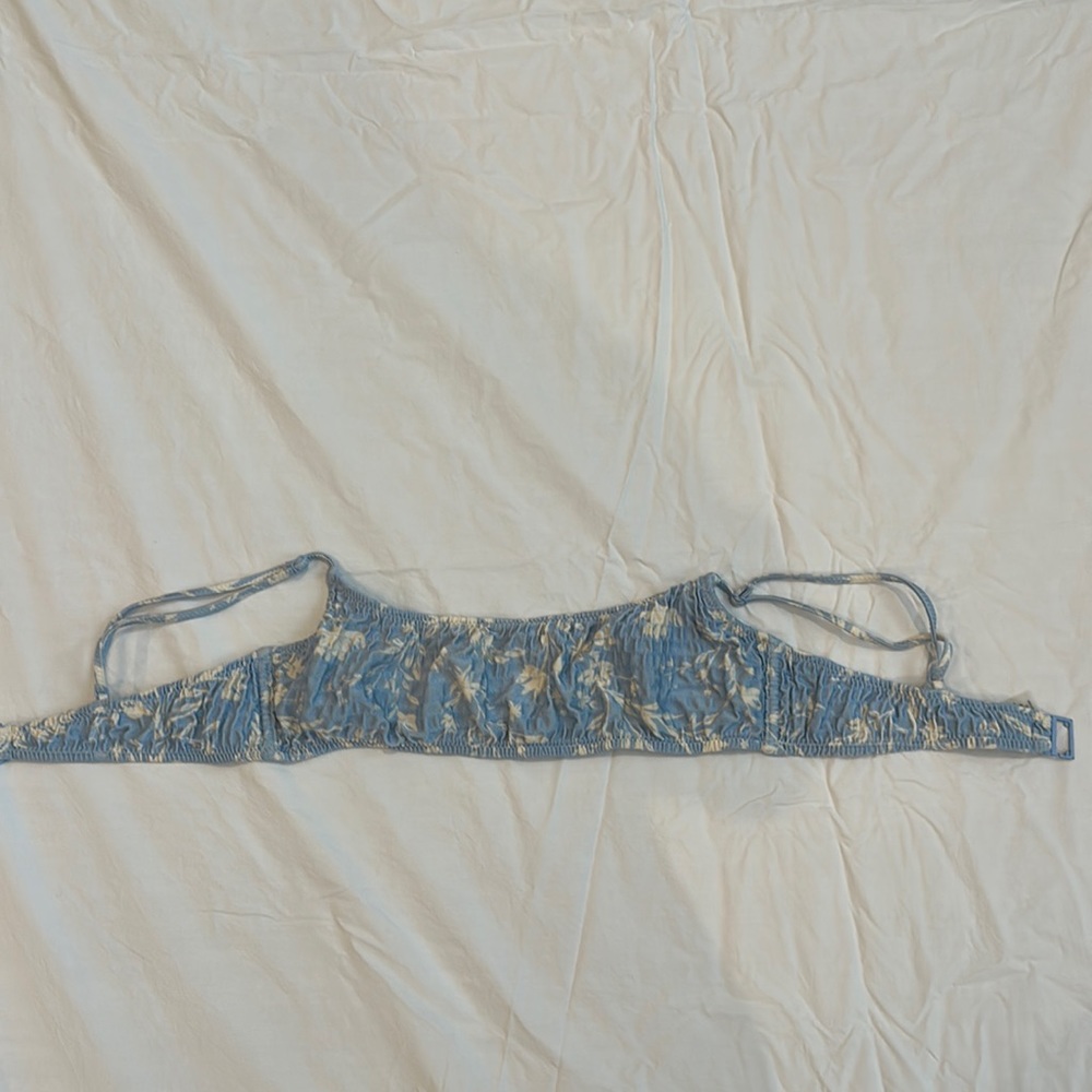 Blue and White Floral Triangl Top